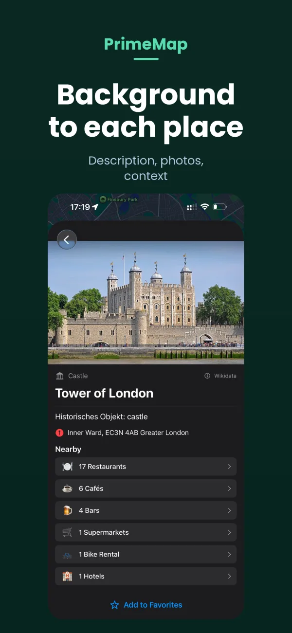 PrimeMap Radial Menu – quick access to castles, ruins, filters