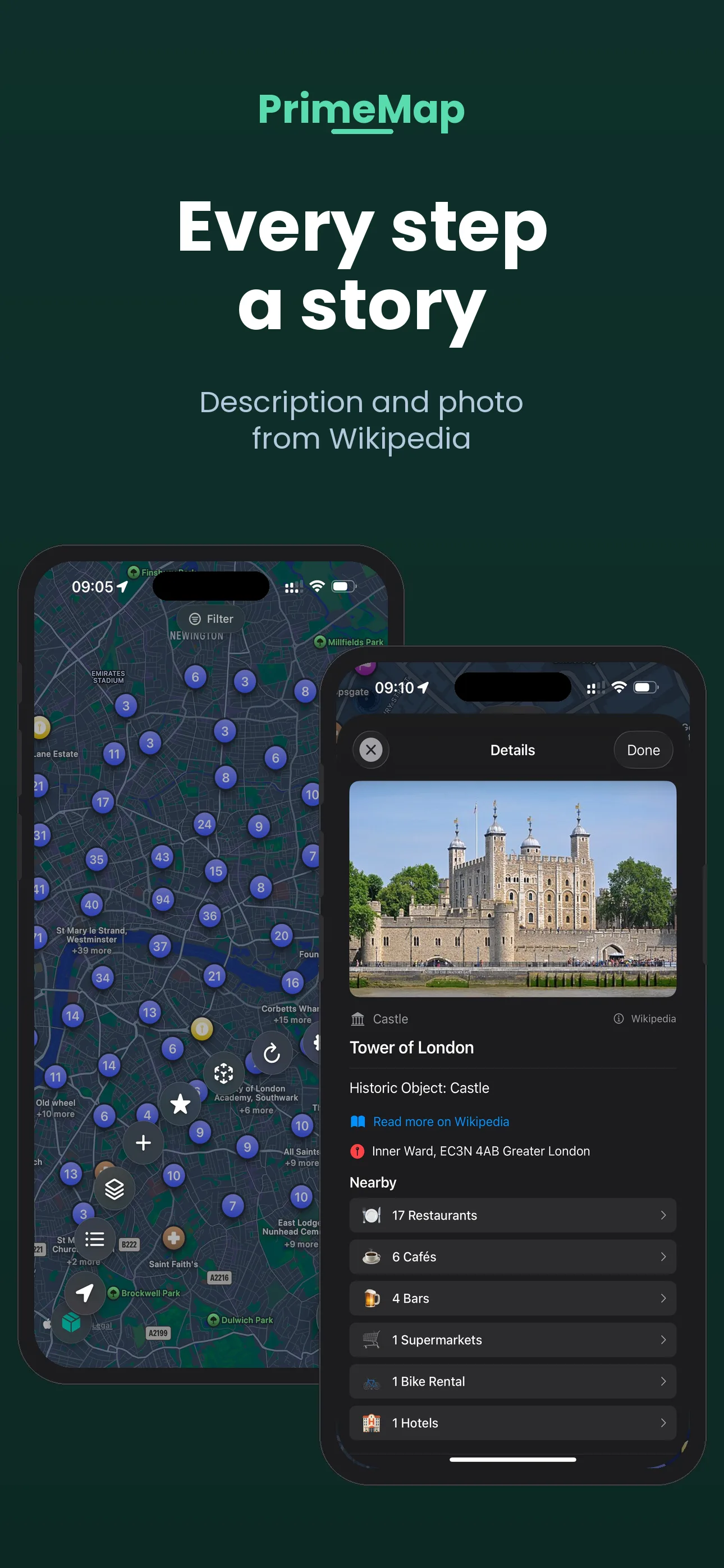 PrimeMap – Every meter tells a story: Map plus Wikipedia detail